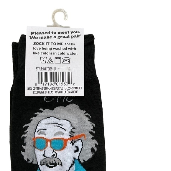 RELATIVELY Cool Socks Men’s Crew Sock it to me Albert Einstein size 7-13 - Picture 6 of 10